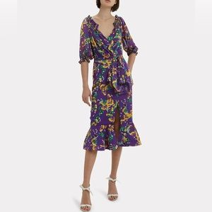 Saloni silk blend wrap style dress
